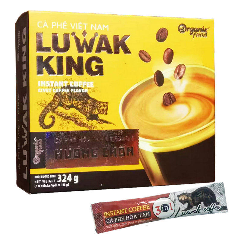 越南原装LUWAK KING三合一猫屎速溶咖啡提神醒脑浓香办公冲饮18杯,咖啡/麦片/冲饮,速溶咖啡,淘宝优惠券,粉丝福利购,淘宝优惠卷