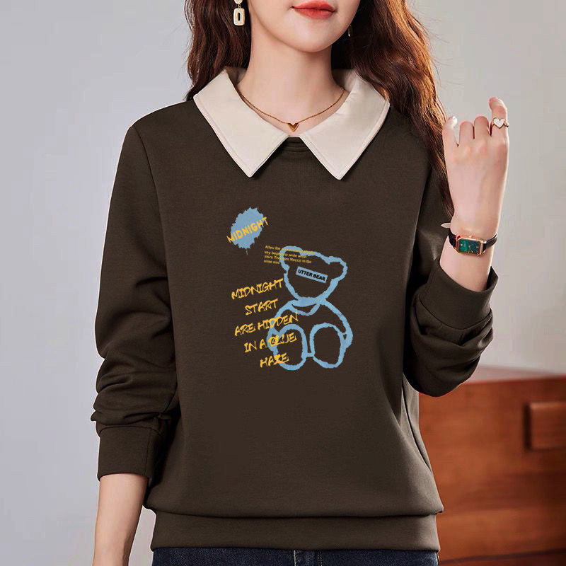 专柜外贸出口翻领大码百搭长袖卫衣女春秋新款复古洋气纯棉上衣潮,女装/女士精品,大码内搭,淘宝优惠券,粉丝福利购,淘宝优惠卷