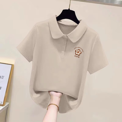 纯棉翻领polo衫上衣女夏季