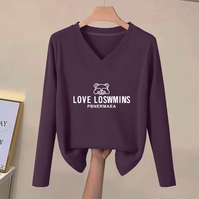 纯棉V领大码显瘦印花上衣