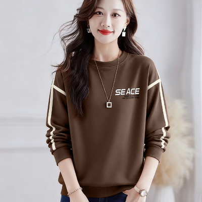 纯棉咖色打底衫上衣秋季文艺