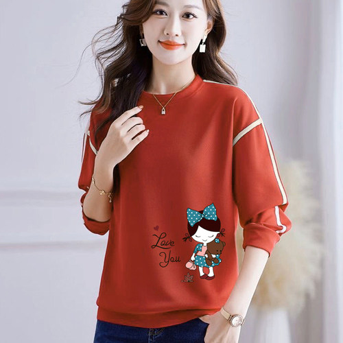 纯棉圆领时尚拼接外穿卫衣女