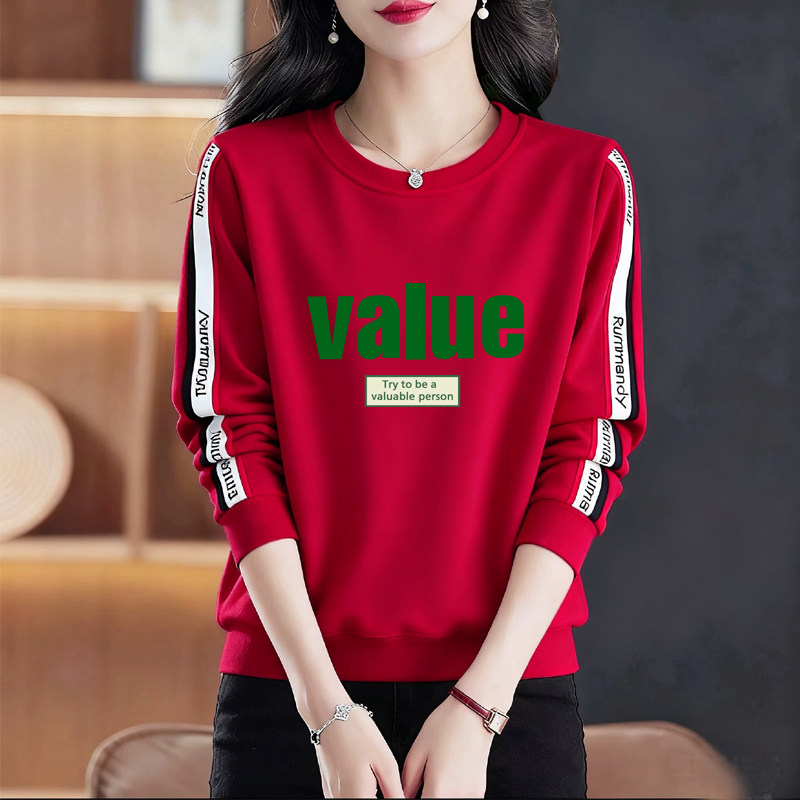 纯棉洋气拼色长袖卫衣女秋冬