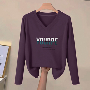 大牌专柜出口纯棉100%文艺洋气内搭上衣女士春秋新款 显瘦t恤 大码