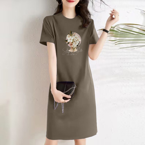 韩版休闲气质印花连衣裙女夏季