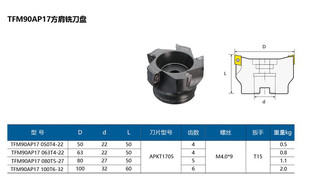 特固克刀盘TFM90AP17方肩铣刀盘50 63 80 100装APKT1705刀片