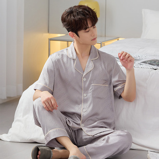达芬奇密码睡衣男冰丝薄款短袖短裤家居服套装实用礼物送爸爸礼物