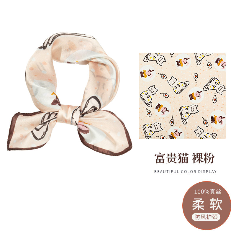 儿童可爱真丝丝巾宝宝上海故事100%桑蚕丝防风护颈拍照新款方巾