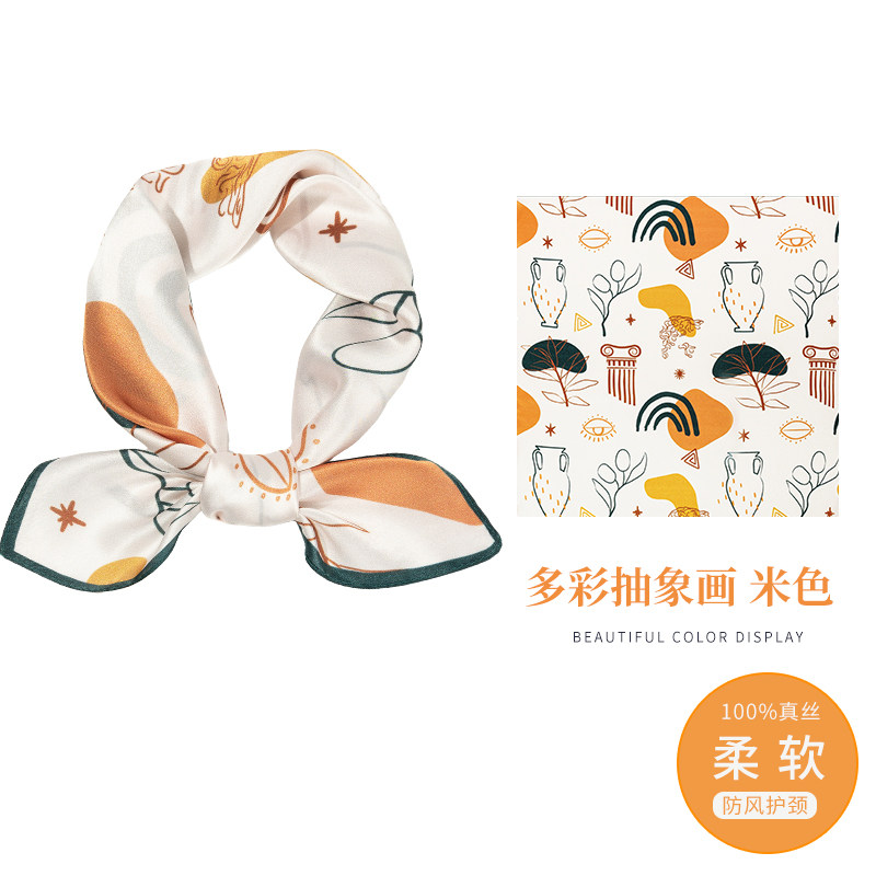 系脖小方巾真丝儿童款杭州丝绸100%桑蚕丝宝宝小领巾薄款围巾护颈