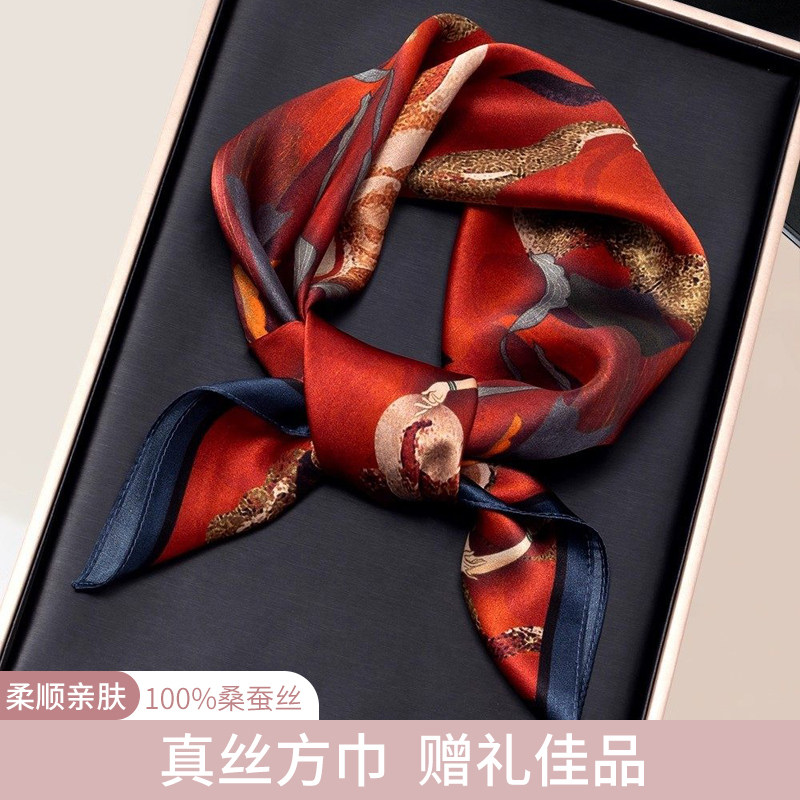 上海故事红色丝巾真丝丝绸女士妈妈款敦煌飞天方巾礼盒围巾送长辈