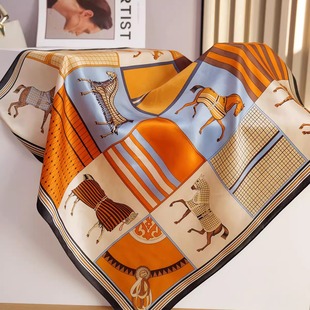 上海故事真丝丝巾女系脖高级感骏马时尚洋气方巾马年本命年妈妈款