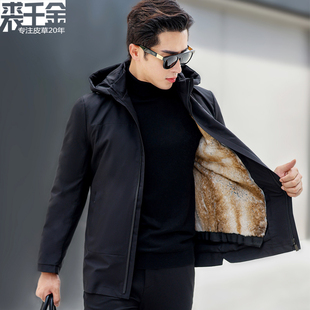 整貂皮草皮毛一体可拆卸貂皮大衣 男士 2025新款 派克服男貂内胆短款