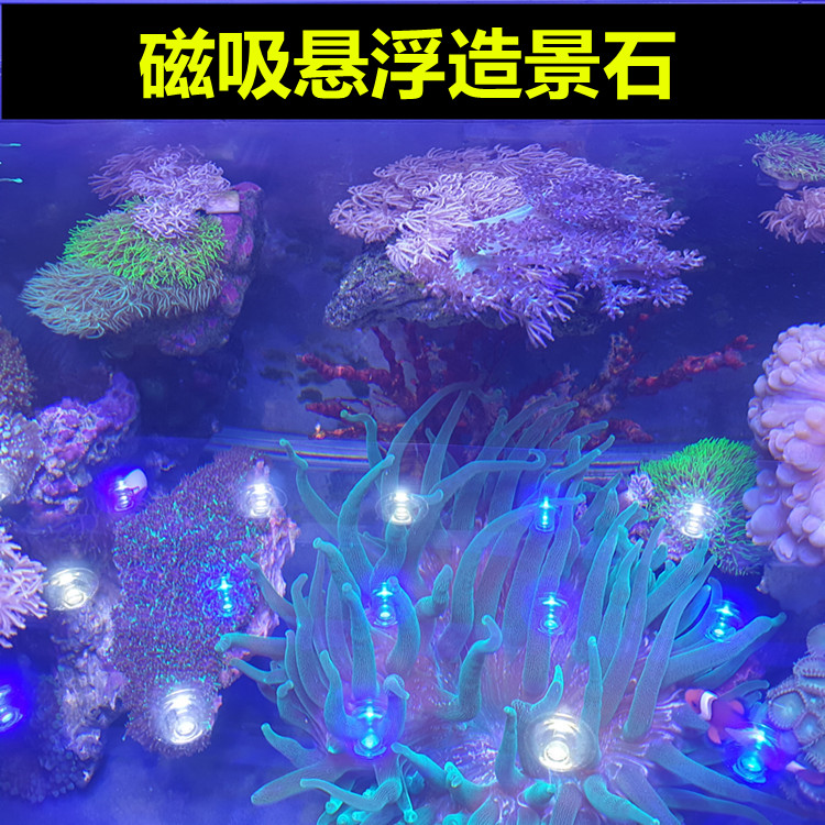 磁吸悬浮石火山石水族箱鱼缸造景装饰自然式断支架断肢纽扣断枝架