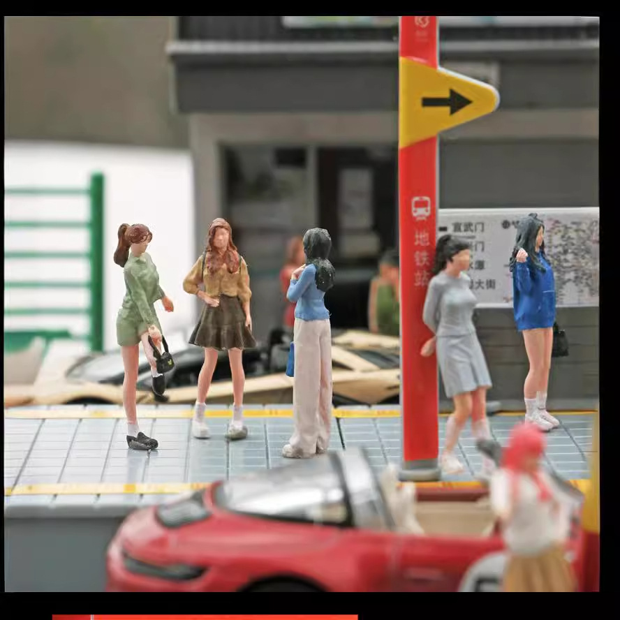 1/64仿真微缩树脂人偶模型彩色迷你小人立体集合款沙盘微拍摆件