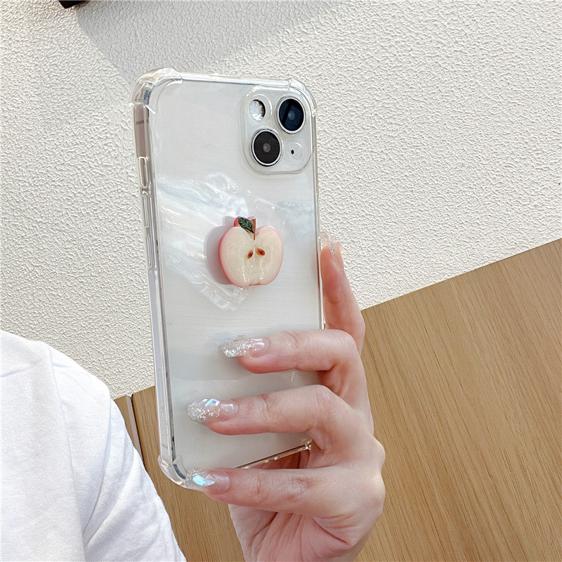 立体苹果贴片透明手机壳