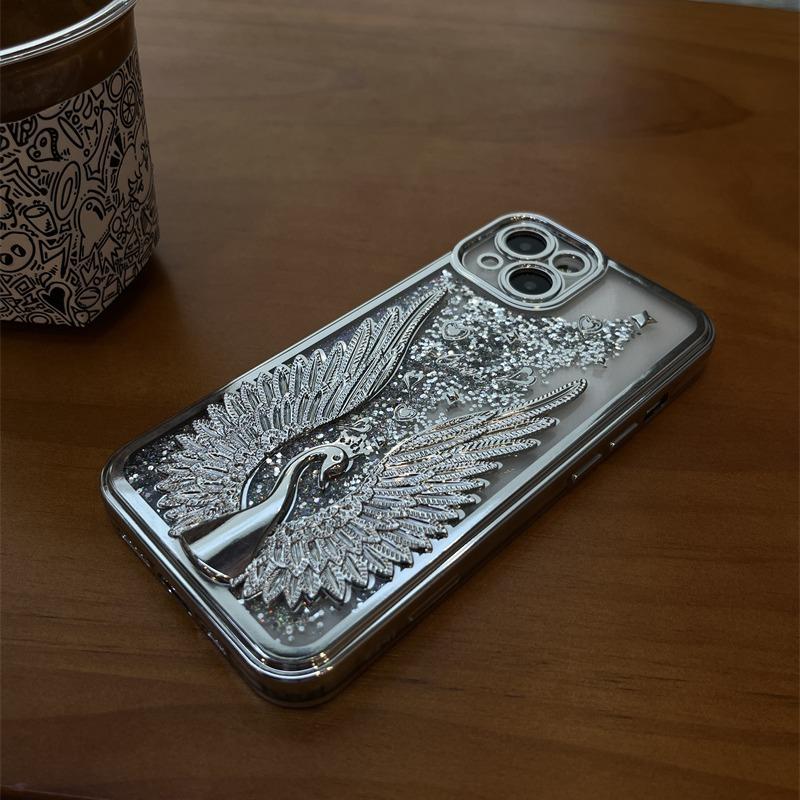 电镀流沙立体天鹅翅膀手机壳