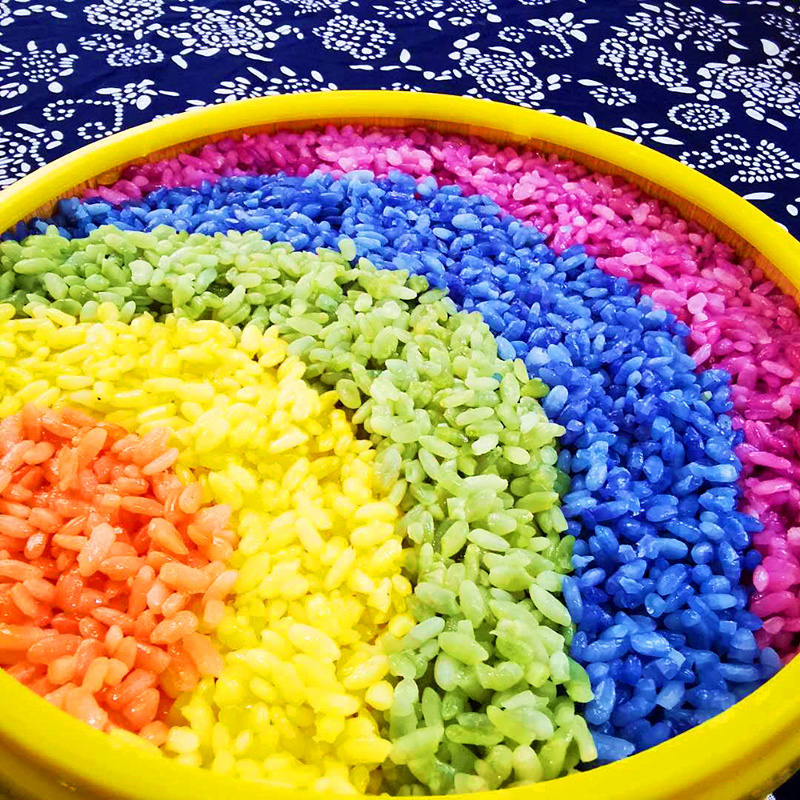 七彩米 花米饭云南五彩米五色米植物染色五色糯米饭 彩色糯米