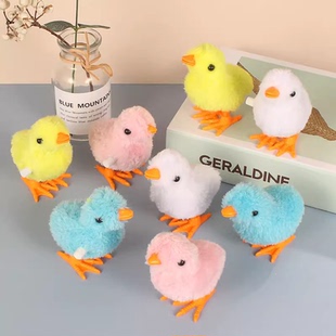仿真小鸡发条玩具儿童男女宝宝上链条毛绒小鸡玩具怀旧