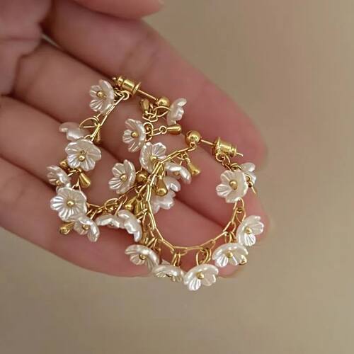 Fashion Camellia Flower Petal Dangle Earrings for Women Luxu