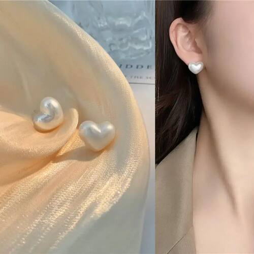 Heart Pearl Earrings for Women Jewelry Making Cute Romantic