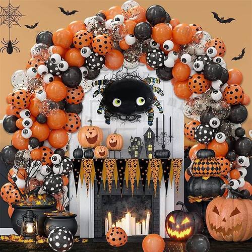 Halloween Bat Balloon Garland Arch Kit Black Orange Ballon 3