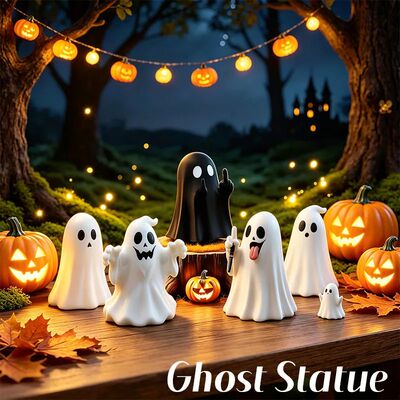 Cute Halloween Ghost Figurines Mini Resin White Ghost Statue