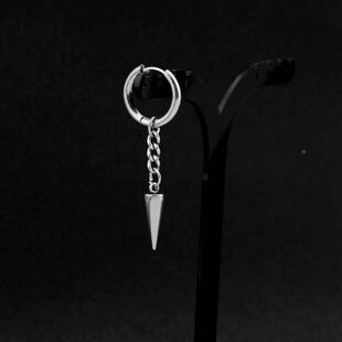 Titanium steel chain pointed cone personalized earrings