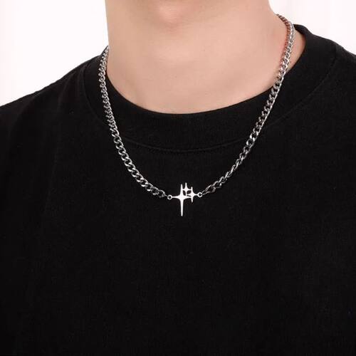 Stainless Steel Cuban Chains Necklace for Men Women Cross St