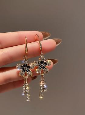 South Korea spring and summer new flower tassel long earring