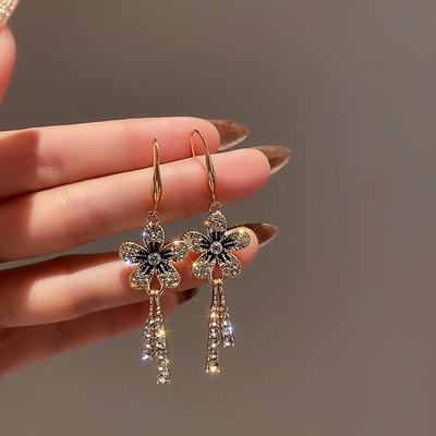 South Korea spring and summer new flower tassel long earring