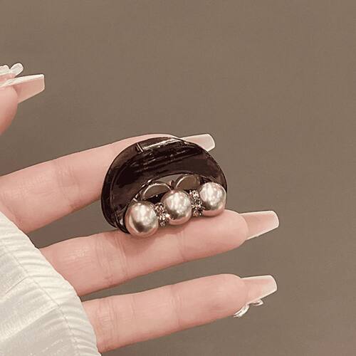 1Pc New Arrival Exquisite Pearl Mini Claw ClipHalf-Up Back-o