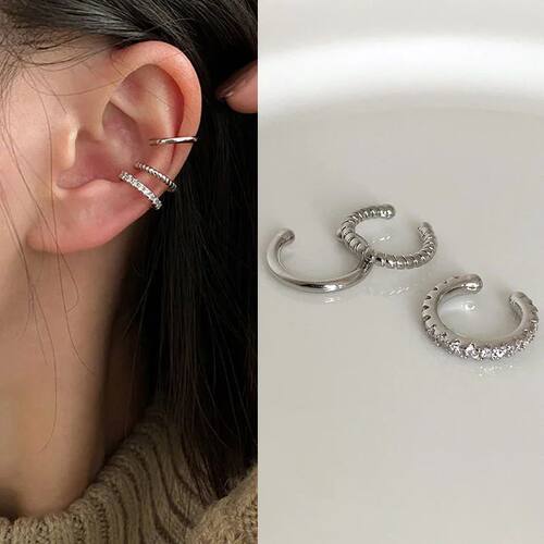 3Pcs/Set Clips Earring for Women Unisex Minimalist Fashion C