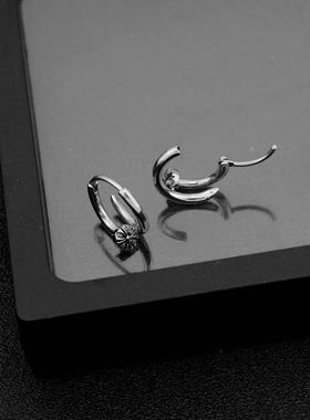 Retro neutral hip-hop punk stainless steel dark earrings