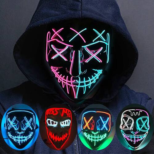 Wireless Neon LED Purge Mask Glow in The Dark Cosplay Horror