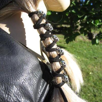 Hair Accessories Skull Jewelry Leather Ties tail Hair Glove