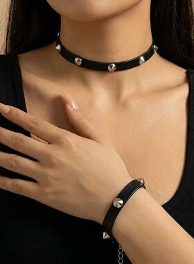 Vintage Black Pu Leather Choker Necklace for Women Men Punk