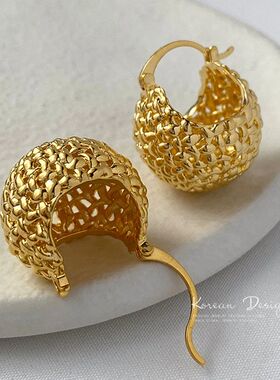 New French Fashion Premium Light Luxury Grid Spherical Metal