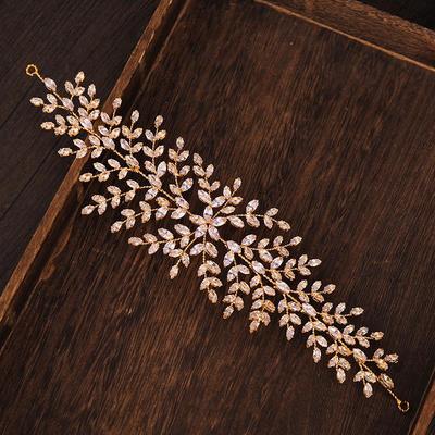 Luxury Gold Zircon Headbands Long Wedding Hair Accessories W