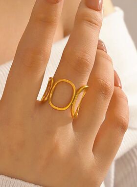 Fashionable Popular Stainless Steel Geometric Oval Ring with