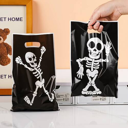 30Pcs Halloween Skull Gift Bags Spooky Skull Candy Cookie Tr