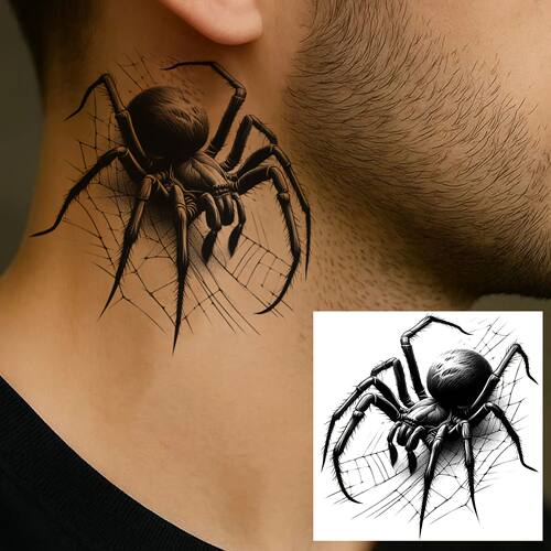 1 Sheet Spider Temporary Tattoos for Women Men Hands Finger