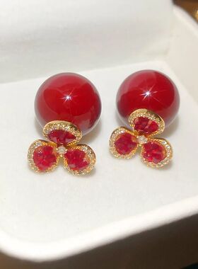 New Korean Exquisite Crystal Flower Earrings Fashion Tempera
