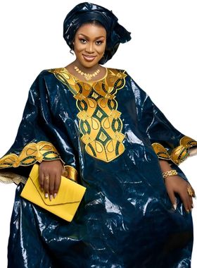 African Dresses For Woman Bazin Riche Embroidery Design Long