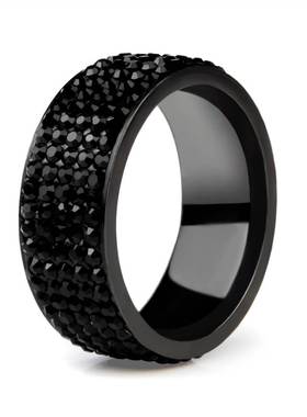 High Quality Punk Rock Stainless Steel Black Ring Men Blue R