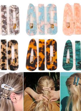 1/2/3 PCS Women Fashion Leopard Acetate Geometric Hair Clips