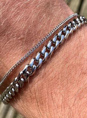 Vnox-A?o Inoxidável Curb Cuban Link Cadeia Pulseiras para H