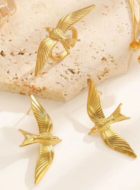 Sainless Seel Dove Jewelry Se for Women Vinage Simple Bird W