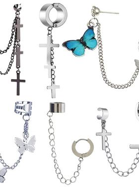 1 Piece Stainless Steel Painless Butterfly Ear Clip Earrings