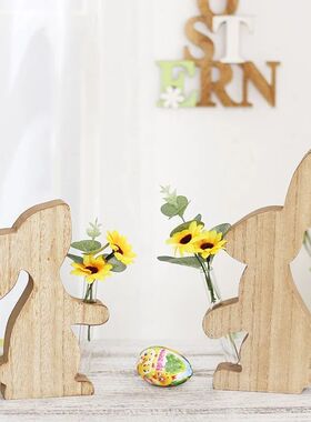 Easer Rabbi Wooden Small Vase Dried Flowers Table Decoraion
