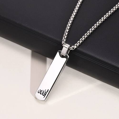 Small Stainless Steel Pendant Necklace with Ala Sign Compact